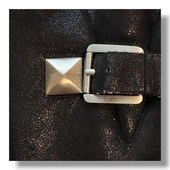 MICHAEL Michael Kors Calista Knee-High Platform Wedge Boots Faux Suede Faux Fur - Picture 7 of 9